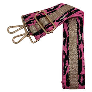 Metallic Champagne Hot Pink Leopard Stripe Adjustable Crossbody Bag Purse Strap